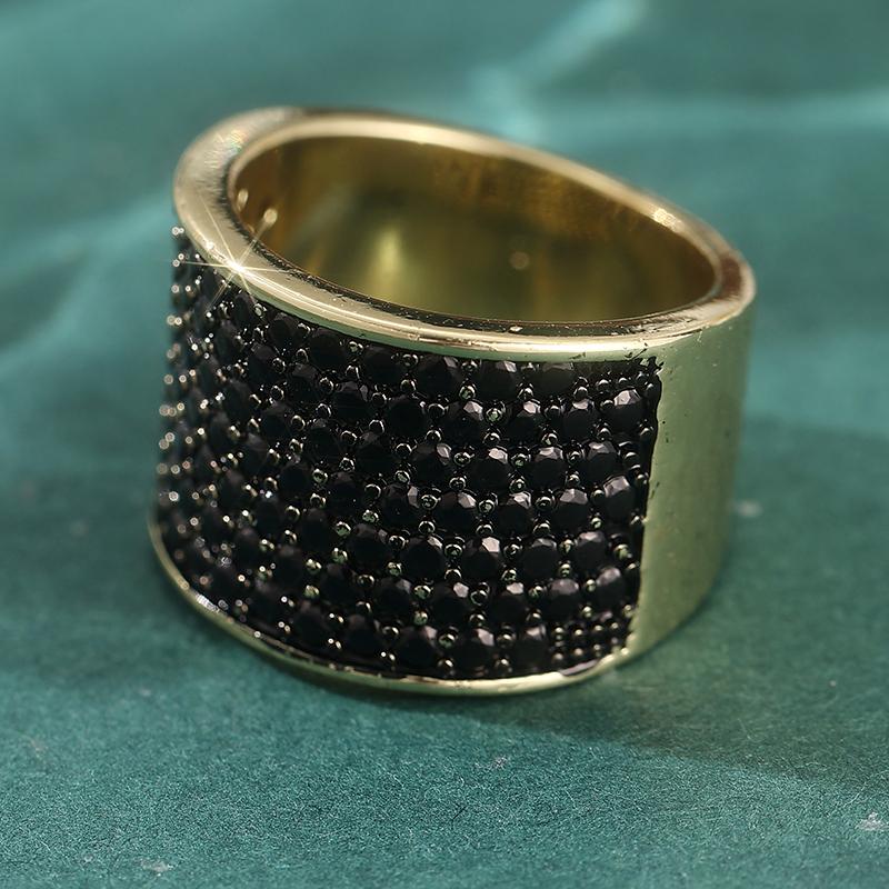 Vintage Inlaid Black CZ Women's Ring Creativity Gold Color Geometry Daily Wear Party Jewelry Anniversary Gift