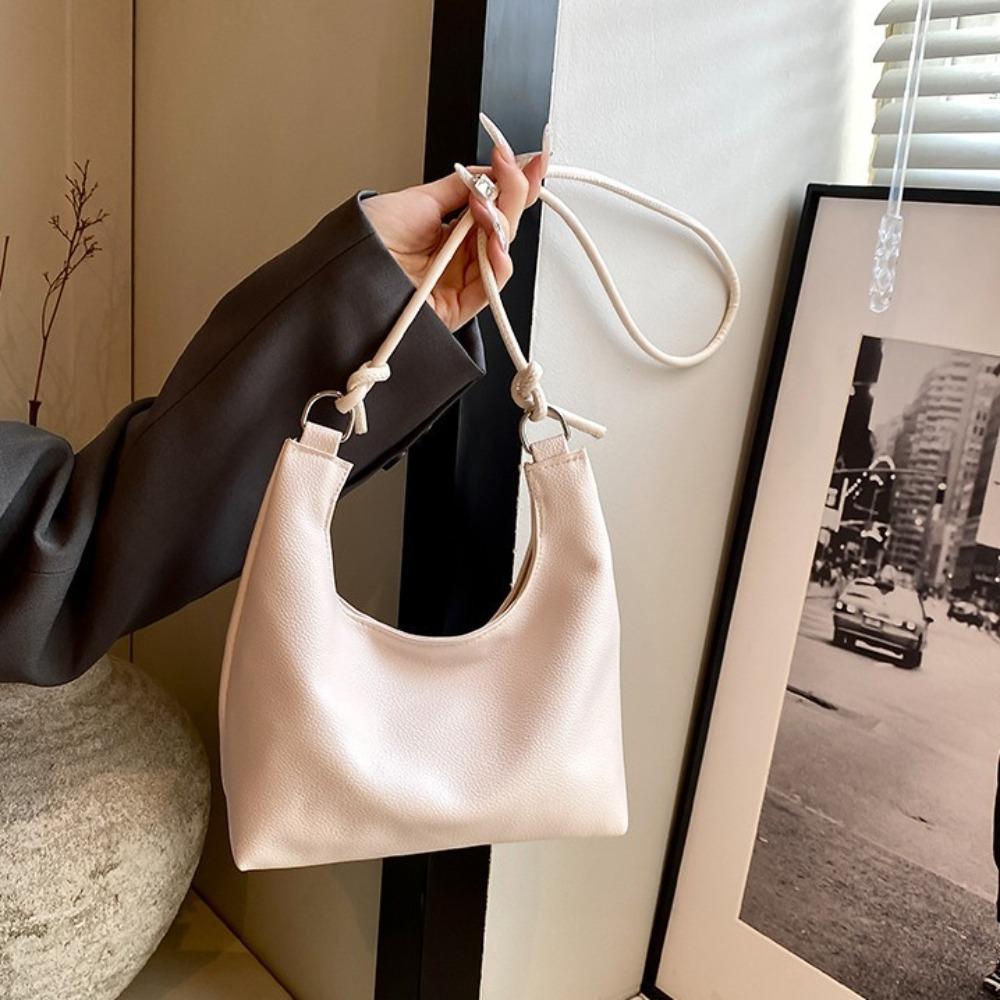 Large Capacity PU Tote Bag Soft Leather Single Shoulder Bag Fashion Vintage Underarm Bag  Lady