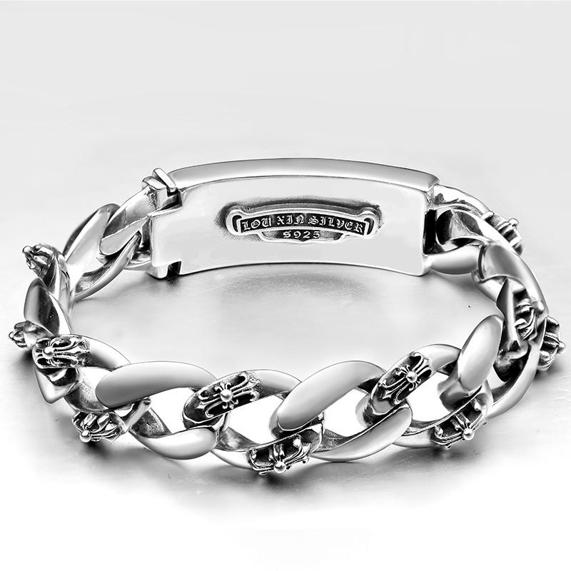 Military Flower Men's Bracelet Pin Style Thick 1.5cm Wide Bracelet Retro Cross Bracelet