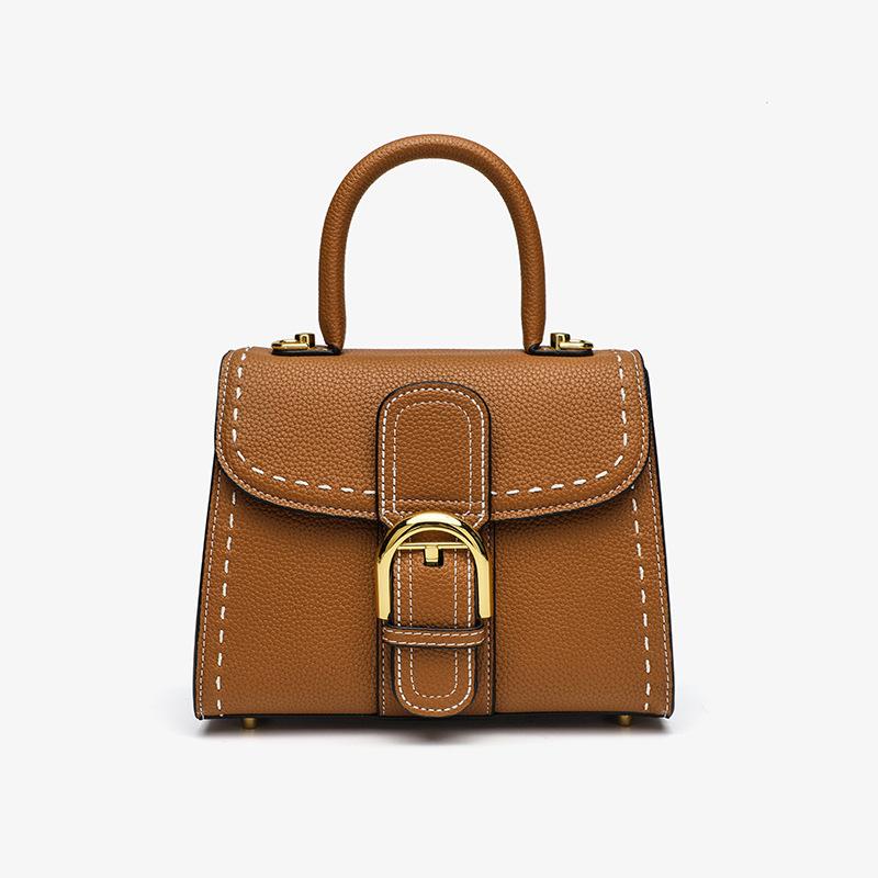 VEZFAA 2025 New Style Trendy Horseshoe Buckle Women's Bag Genuine Leather Saddle Bag High-grade Cowhide Handbag Kelly Bag Shoulder Messenger Bag