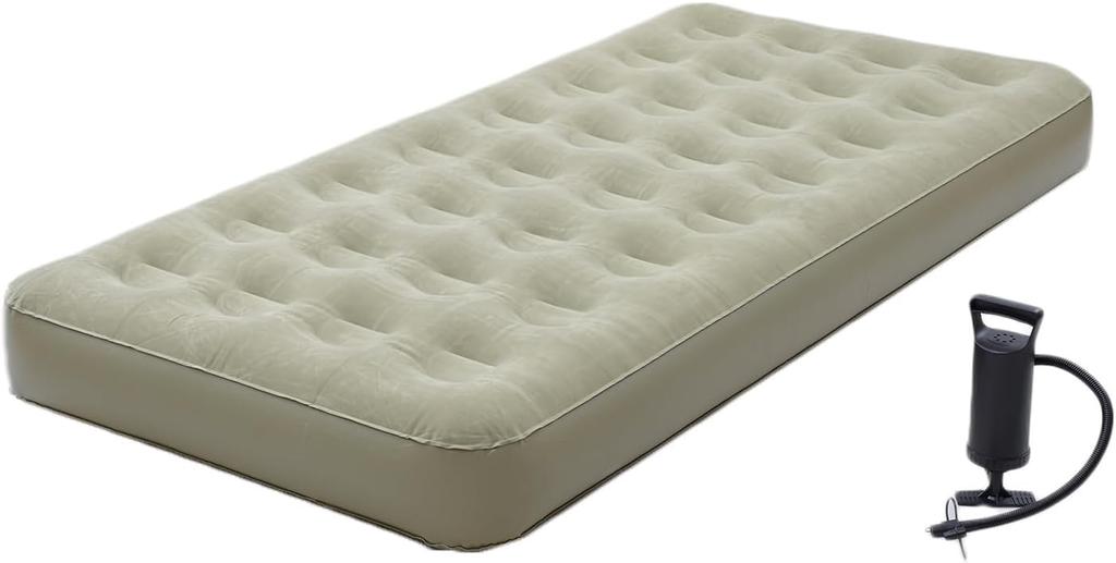 Campers Collection Yamazen Air Bed, Single, with Pump, Clear Coils for Stable Sleeping, Khaki, 97cm W x 198cm D x 22cm H, HPB-S(KH) Vinyl Repair Glue