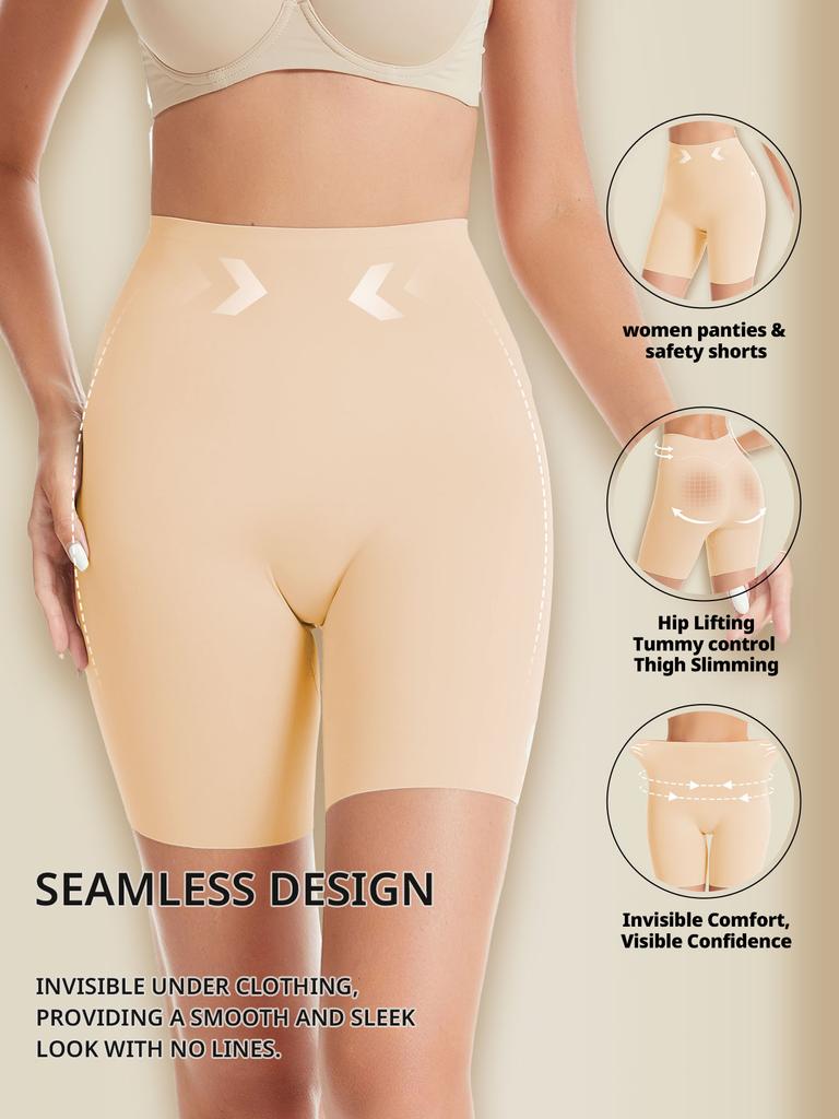 Flarixa Nahtlose Slip-Shorts für Damen, hohe Taille, Boyshorts, Höschen, glatte Boxershorts aus Eisseide, unter dem Rock, Kleid, Sicherheitsshorts, Radsport-Unterwäsche