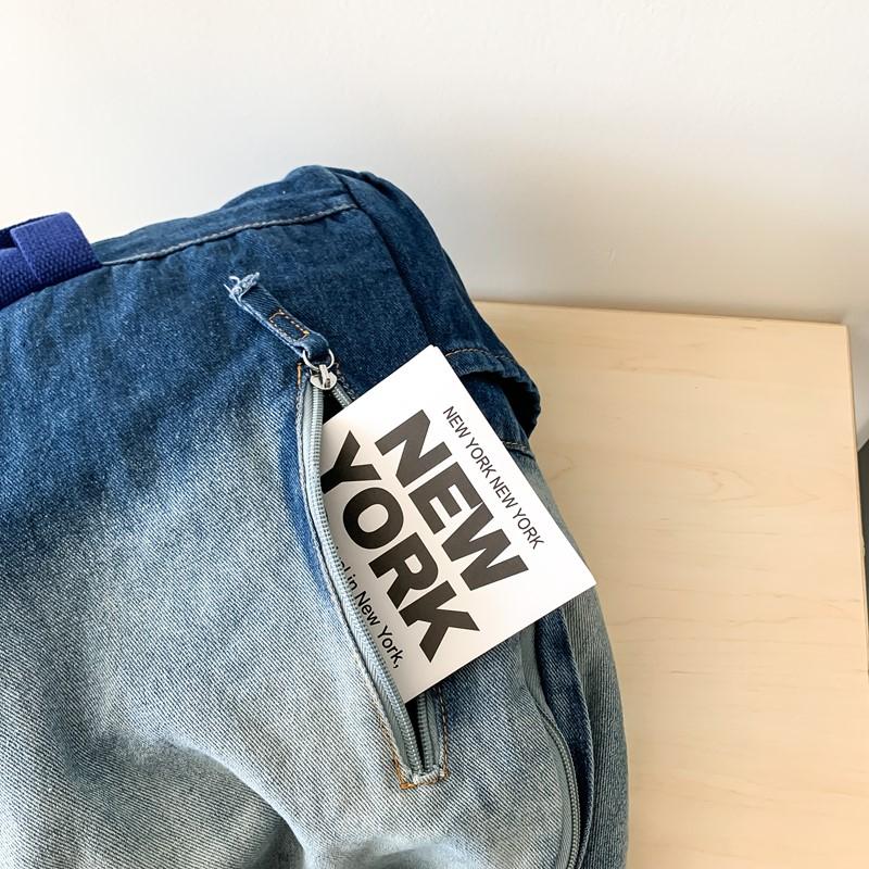 Gradient Retro Rucksack Große Kapazität Schüler Schultasche Jeans Rucksack