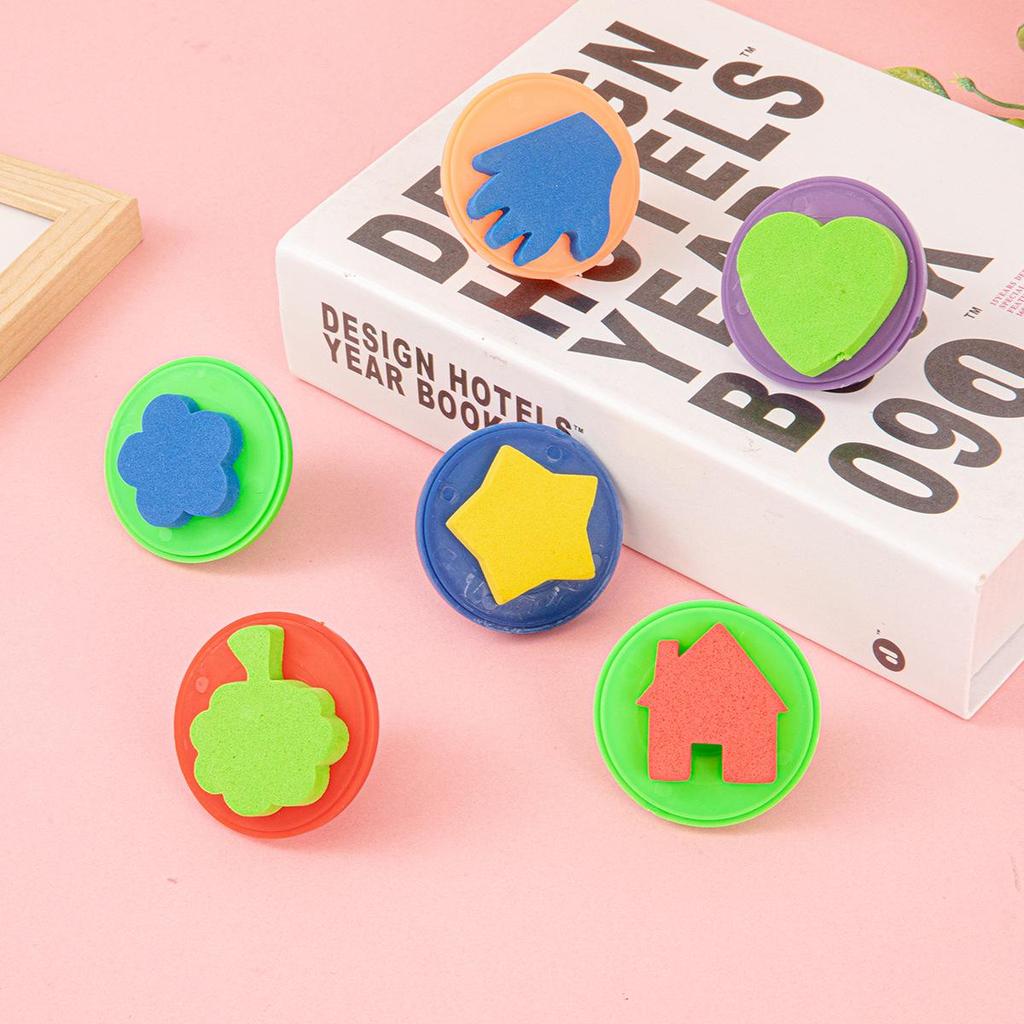 Children's DIY Sponge Painting Brush & Stamp Set for Graffiti Art