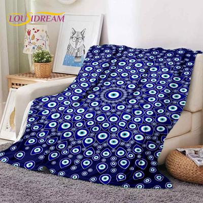 Mantas de Franela Suave Ojo Turco Azul Ojo de Horus 3D, Manta para Sofá Cama Dormitorio Cómoda Manta para Picnic