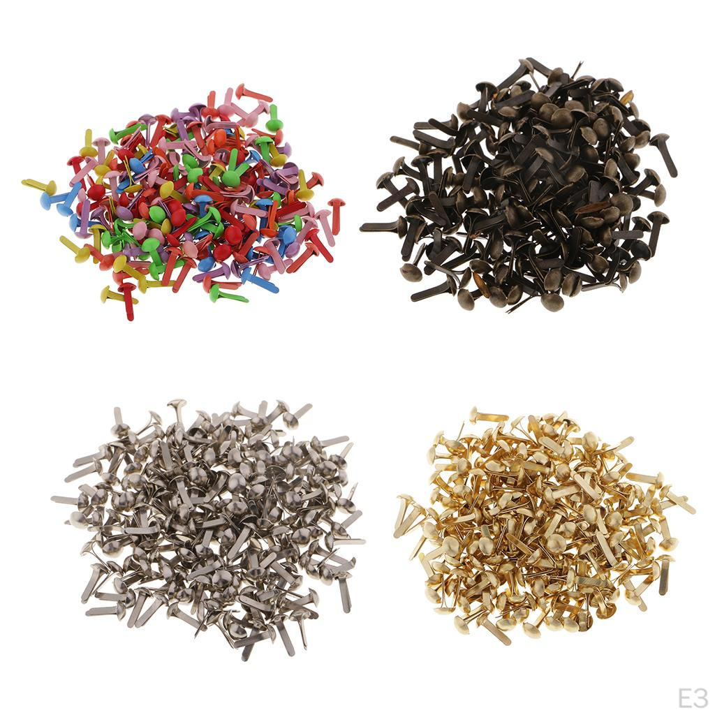 200pcs Mini Decorative Round Head Split Pins Metal Brads Paper Fasteners for Craft Office