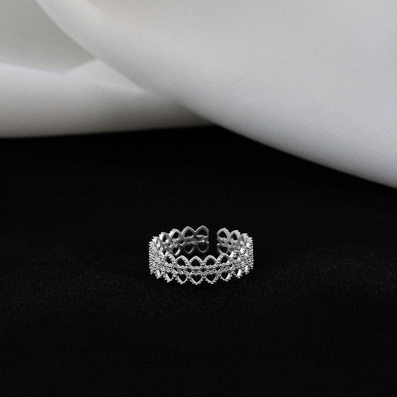 Lace Love Ring Female Niche Design High-end Temperament Exquisite Cold Wind Hollow Opening Adjustable Ring