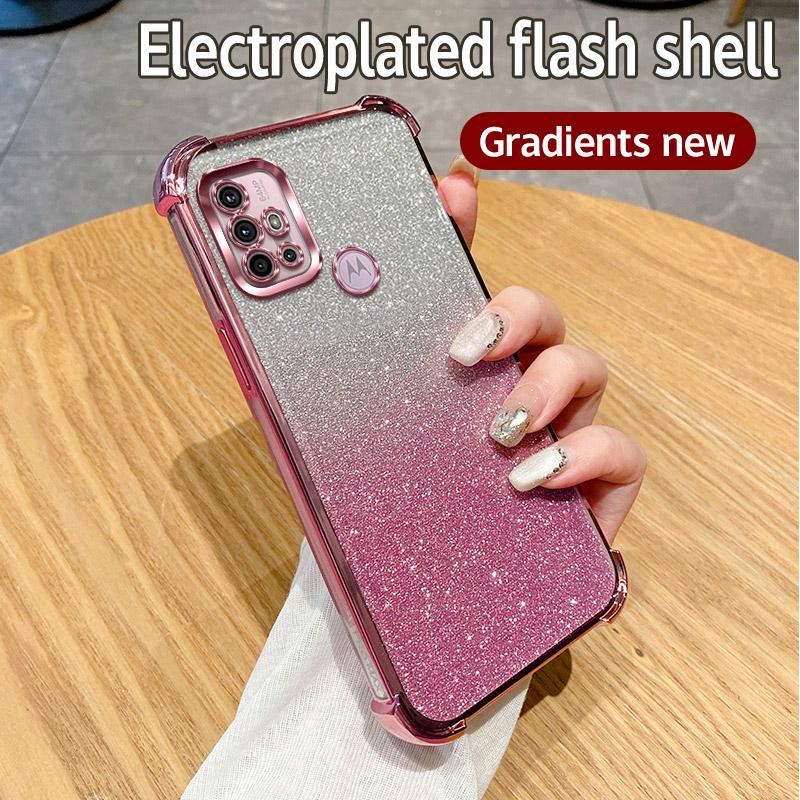 Luxury Plating Shockproof Clear Glitter Phone Case For Motorola Moto G84 G54 G82 5G G52 G71S G30 G20 G10 Power Transparent Cover
