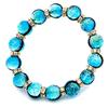 [GOLD STONE] Glowing Firefly Glass Bracelet, Hateruma Blue, Sparkling Okinawan Power Stone, Inner Circumference: Approx. 15cm