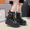Grote Maat Nieuwe Gothic Stijl Platform Vampire Cosplay Dames Kuitlaarzen 2024 Winter Sleehakken Comfortabele Dames Motorlaarzen Schoenen42