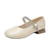 Sheepskin Shallow Mouth Single Shoes Women's New One-word with Rhinestone Fairy Mary Jane Shoes Soft Sole Leather Small Leather Shoes Women