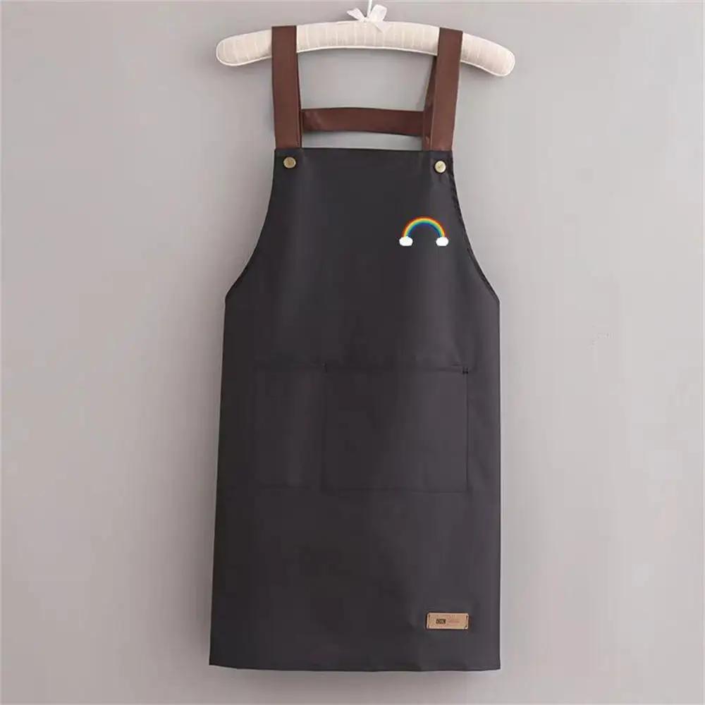 1Pcs Simple Waterproof Apron Wear Resistant Anti-Fouling Anti-Oil Zipper Large Pocket Apron Home Kitchen Apron