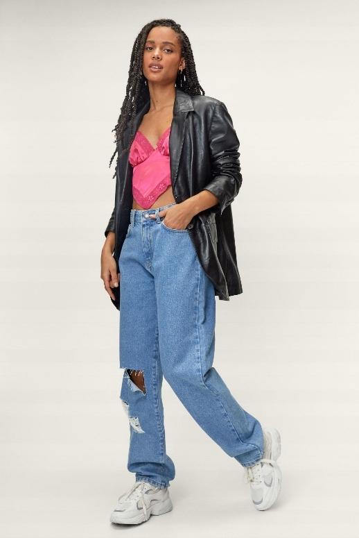 Nasty Gal Top Damski Satynowy Fuksja 32 32 3_