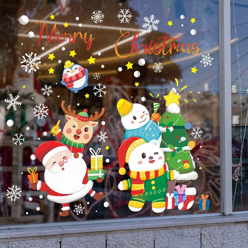 Static UV Merry Christmas Decoration Glass Window Door Wall Sticker Living Room Decoration Wall Stickers