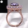 Otevřený nastavitelný prsten v barvě růžového zlata s fialovým diamantem a plnými diamantovými akcenty