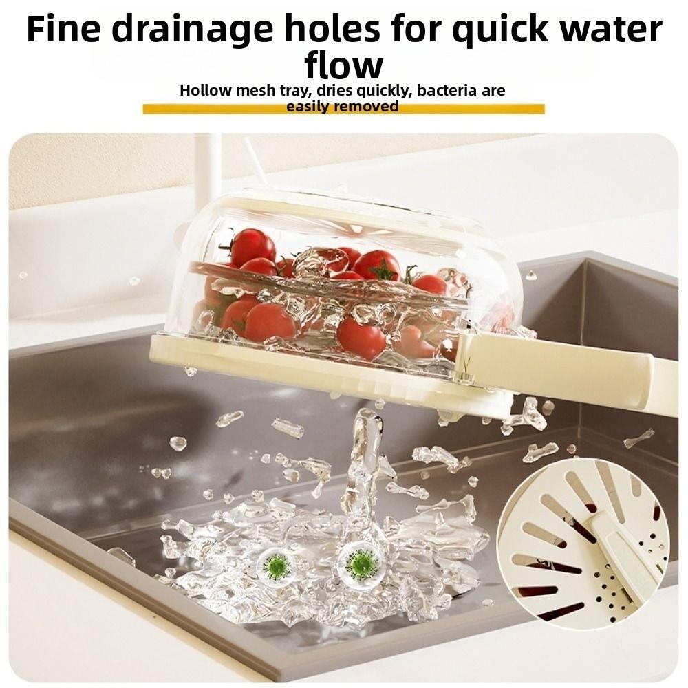 2 in 1 Vegetable Drain Basket Foldable Handle Food Storage Container Water-Filtering Basin Picnic