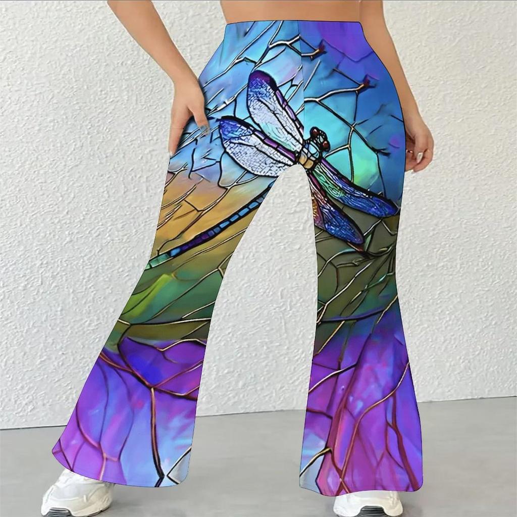 Women's Casual High Waist Flare Pants, Leopard Print Streetwear Bell Bottom Trousers