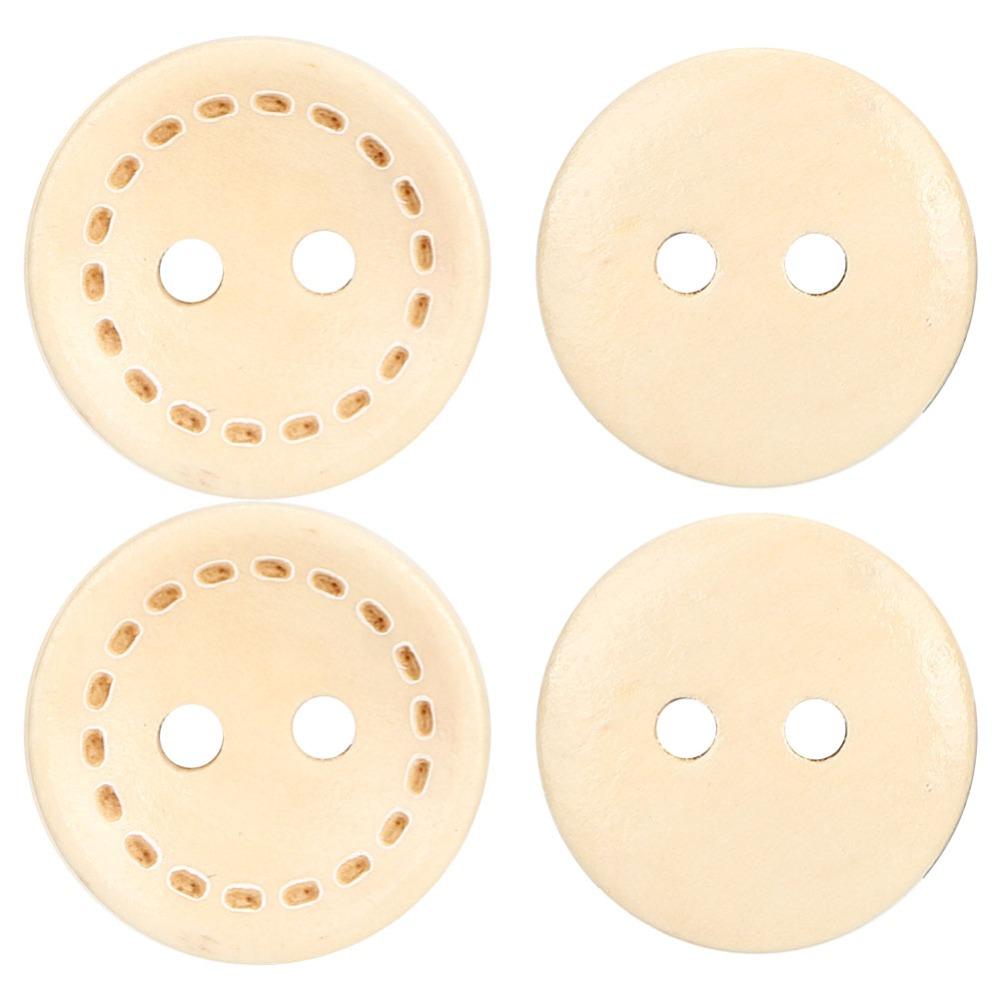100pcs Handmade Round Shaped Wooden Buttons 2 Holes 15mm Diameter Sewing Buttons Craft Buttons For DIY Crafts