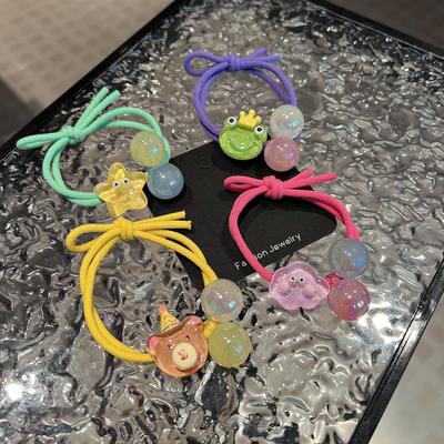 Cartoon Korean Bear Two-Color Hair Rope for Girls - Cute Ponytail Accessory