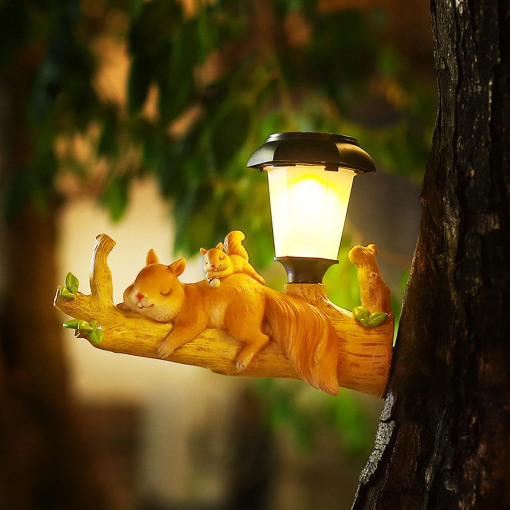 Creative Figurine Hanging Light Solar Powered Decor Miniatures Simulated Patio Resin Statues Animal Statues Garden Pendant Lamp