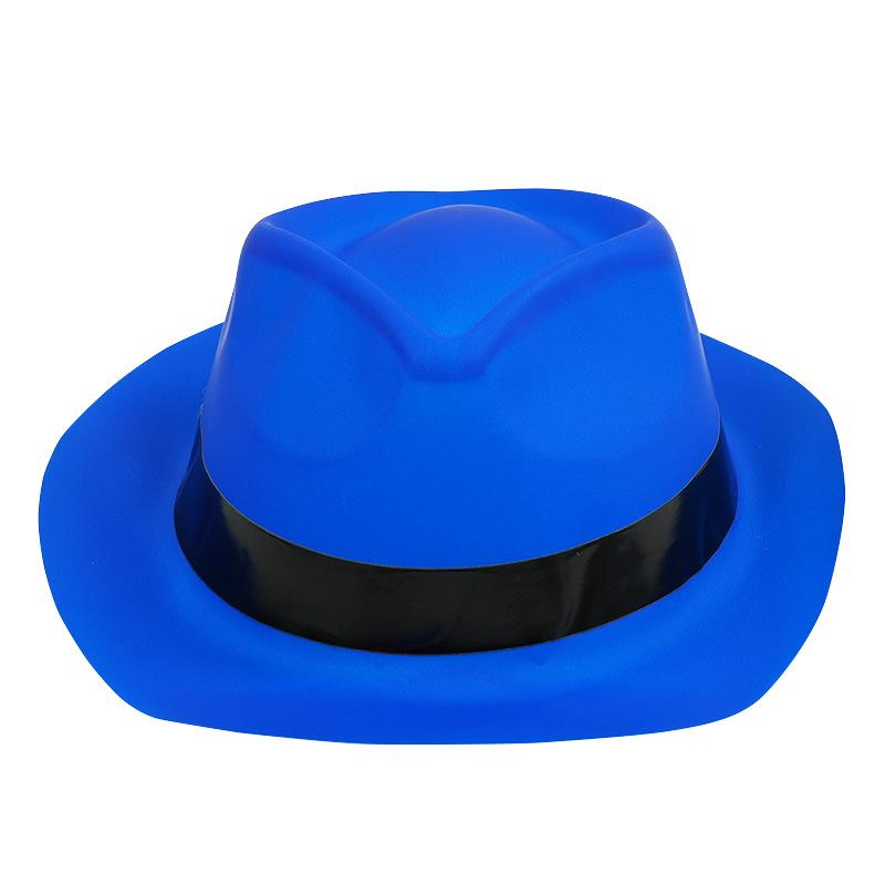 Fashionable fluorescent black belt plastic top hat, retro jazz top hat, British style party decoration hat, adult style hat, cir