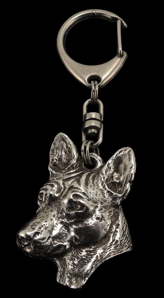 Basenji, African Bush Dog, Congo Dog - Silver-plated Key Ring with a Dog In a Gift Box, Handbag Decoration, Backpack Pendant by Art-Dog Brand