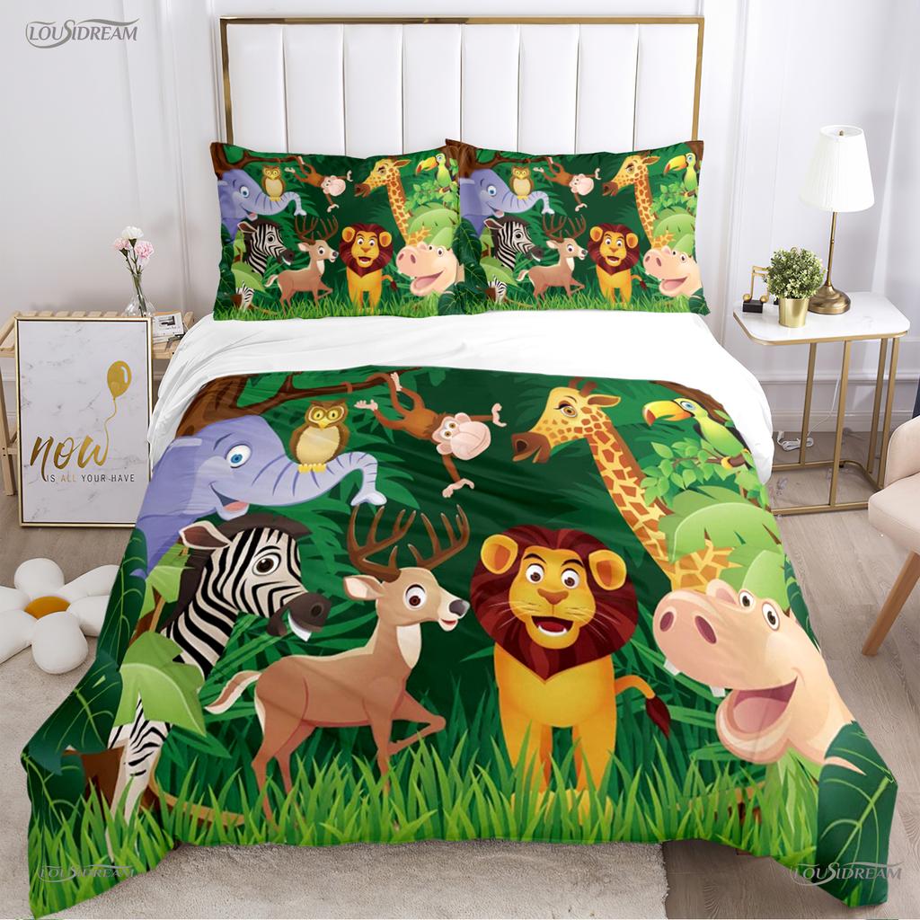 Comforter Jungle Animal Cute Casal All Season Comforter Bedding Sets Soft And S Single/Double/Queen/King