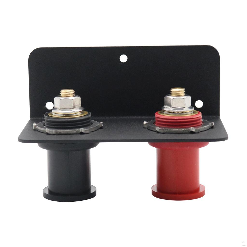 Battery Jump Post with Mounting Bracket Kit Red and Black Cap Practical for Car Boat 3/8" Stud