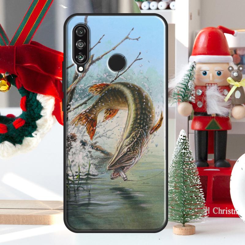 Pike Fish Fishing Bait For Huawei Nova 12i 11i 8i 12s Y73 Y72 Y61 Y91 Y90 Y70 Y60 9 10 SE P60 Pro P30 P40 Lite Case