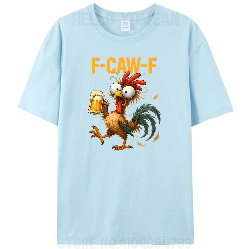 

Halloween Humor Cock Drunk Chicken Rooster Drinking Beer Meme F-Caw-F Men s 100% Cotton T-Shirt Fcawf Tees 4XL