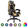 Day and Night - Day and Night Gaming Chair with RGB LED Lights Gold and Black Synthetic Leather