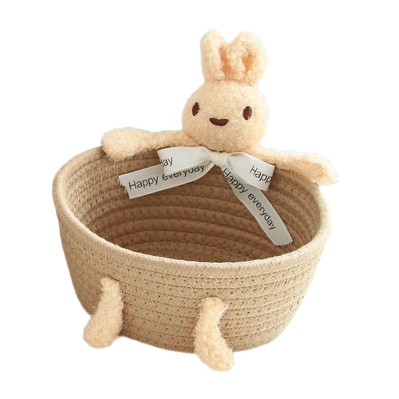 Handcrafted Cotton Rope Storage Basket Adorable Cotton Rope Hand Knitted Storage Container for Various Household Goods small