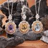S925 Sterling Silver Natural Colored Treasure Necklace Women'S Topaz Citrine Amethyst Pendant Earrings Jewelry