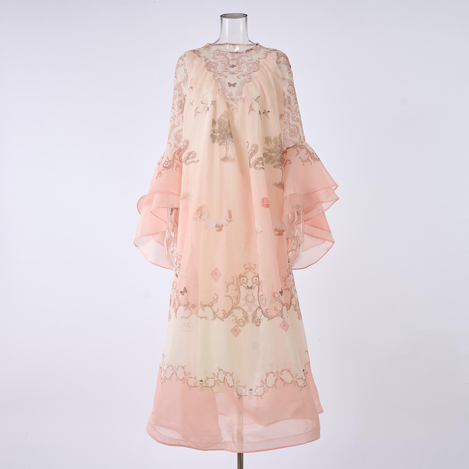 

Australia 2025 Early Autumn Round Neck Long Dress with Map Print Design 2XL абрикосовый