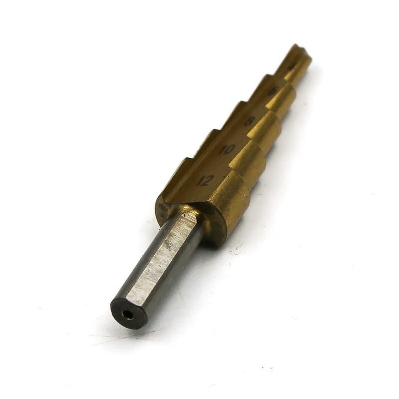 Triangle Shank Step Drill Bit: 4-12mm for PV Board, Iron, and Aluminum Drilling.