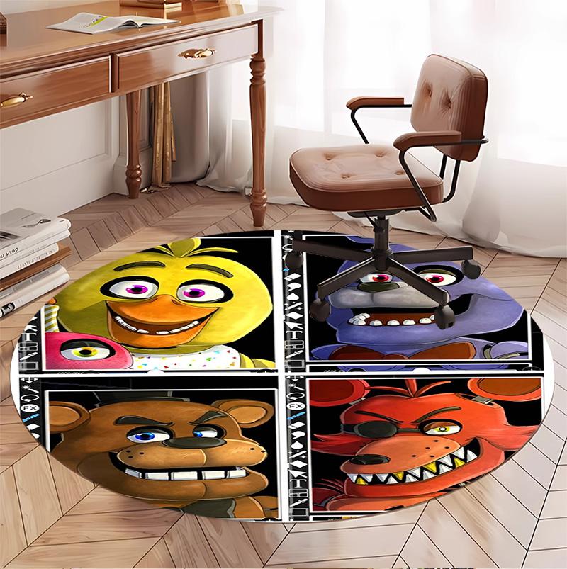 Five Nights at Freddy's Pattern Round Rug, Indoor/Outdoor Mat, for Picnic, Gameroom, Bedroom, Office, Living Room, Home Decor Carpet, Birthday Gift