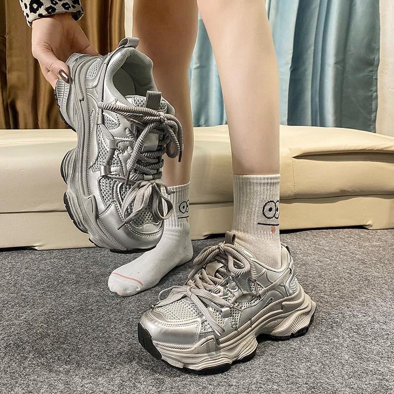Popular thick-soled heightening dad shoes women's spring and summer senior sense 2025 new mesh breathable versatile casual sports shoes