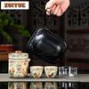 Ru Kiln Travel Tea Set Kit Elegant Teapot And Tea Cup Set 1 Pot 3 Cups Household Tea Brewing Organizer Portable Outdoor Tote Bag