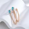 Women's Luxury V-shaped Earrings Oval Aqua Blue Zircon Earrings for Women Girls Wedding Party Jewelry Gifts