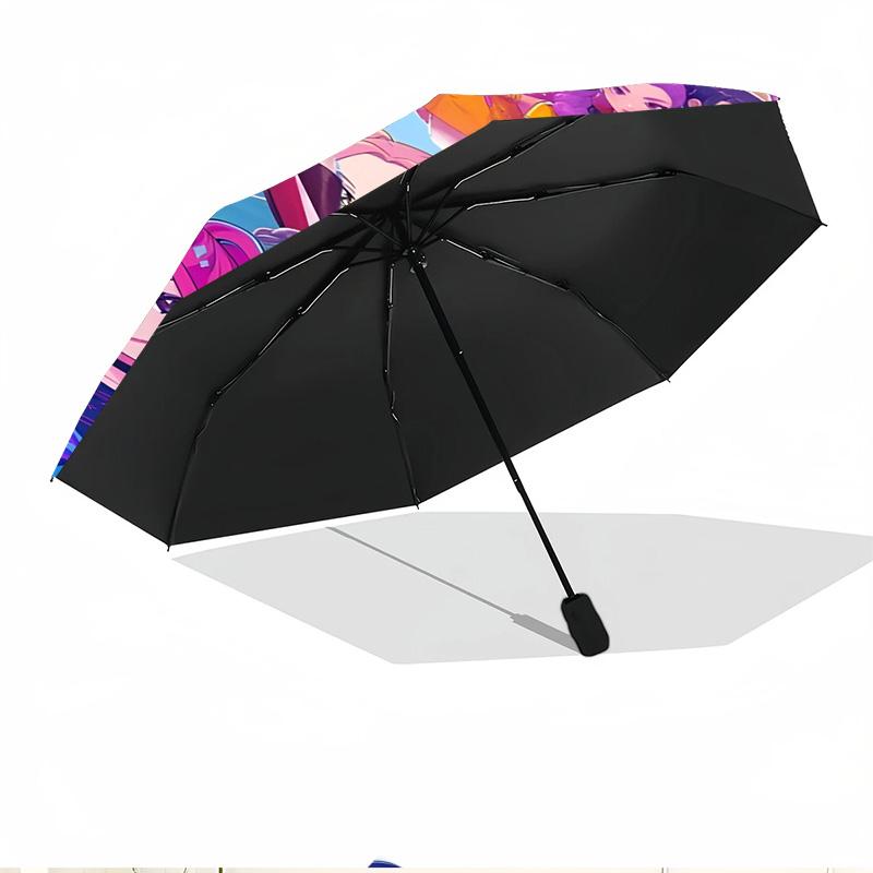 KPop Demon Hunters Print Automatic Open Close Umbrella, Portable Foldable Umbrella, for Outdoor Commute Camping Trip, Ideal Birthday Gift