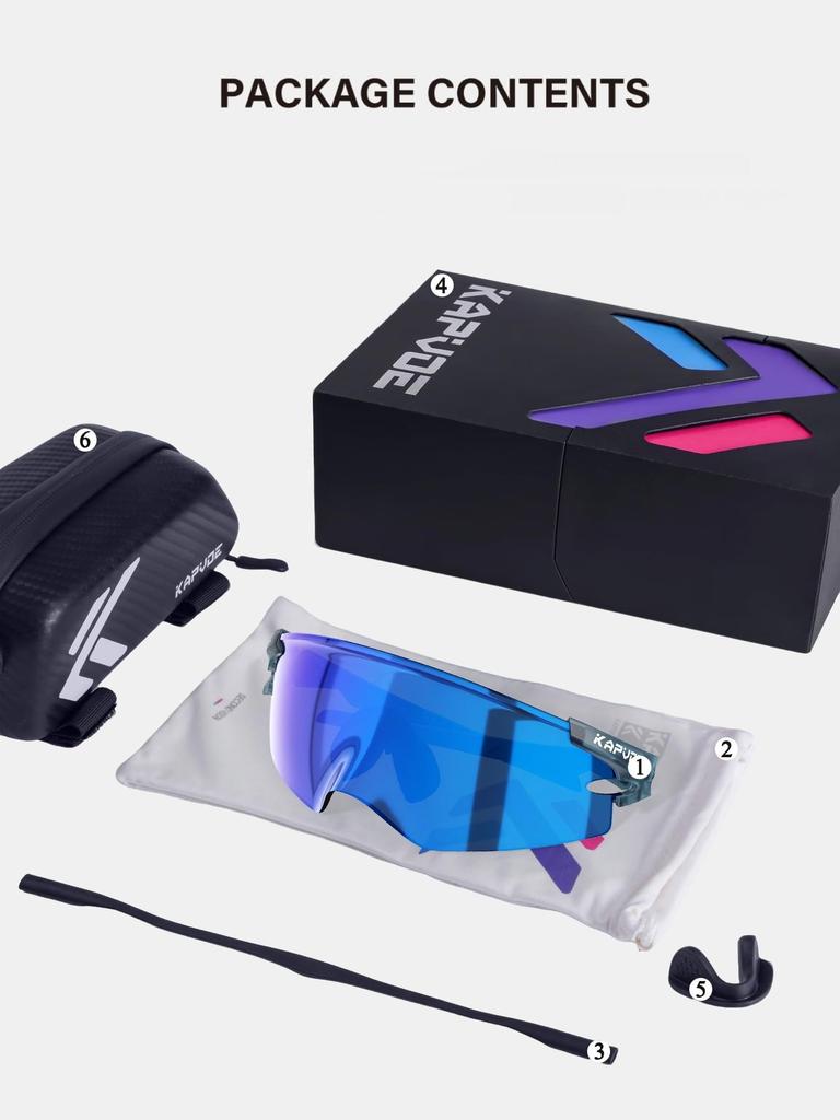 KAPVOE Sports Sunglasses for Men and TR90 Field of UV400 Adjustable Nose Integrated Mirror Suitable for and Running Women Ultra-lightweight Frame,