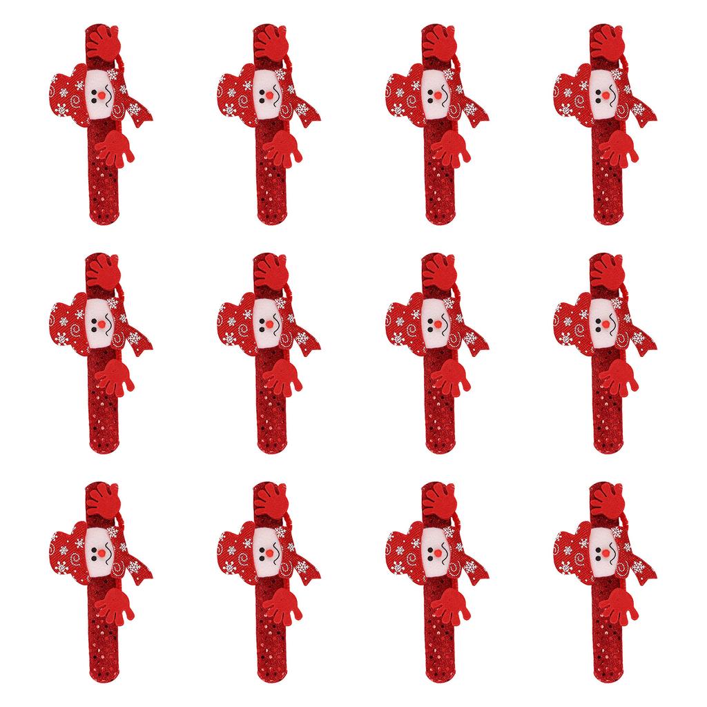 12Pcs Christmas Slap Bracelets Holiday Slap Wristbands For Kids Adult Christmas Party Supplies Stocking Fillers