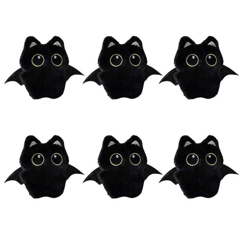 Black Cat Plush Keychain Ghost Wing Cute Kitty Key Chain Stuffted Toy Pendant Lovely Backpack Accessories Kawaii Bag Pendant