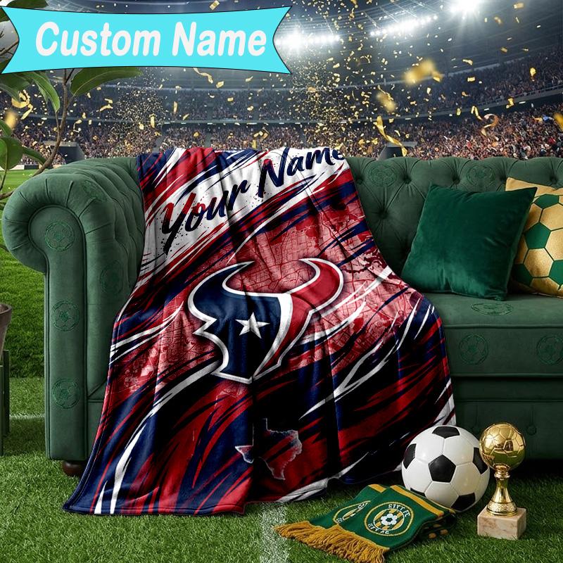 Custom Name Blanket Texans basketball Blanket Bedding Blanket for Travel, Camping, Living Rooms, Offices, Sofas, Fan Christmas gift