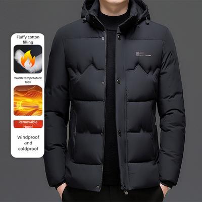 Winterparka Dick Warm Herren Kapuzenmantel Steppjacke Herren Dick Winddicht Baumwolle Oberbekleidung Herren Schnee Kältefest Wattemantel
