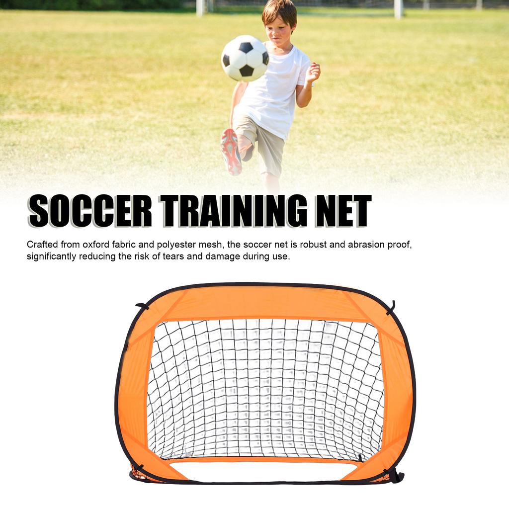 Soccer Net Oxford Cloth Polyester Portable Foldable Soccer Goal with Stainless Steel Ground Pegs Strong Rods for Kids Orange