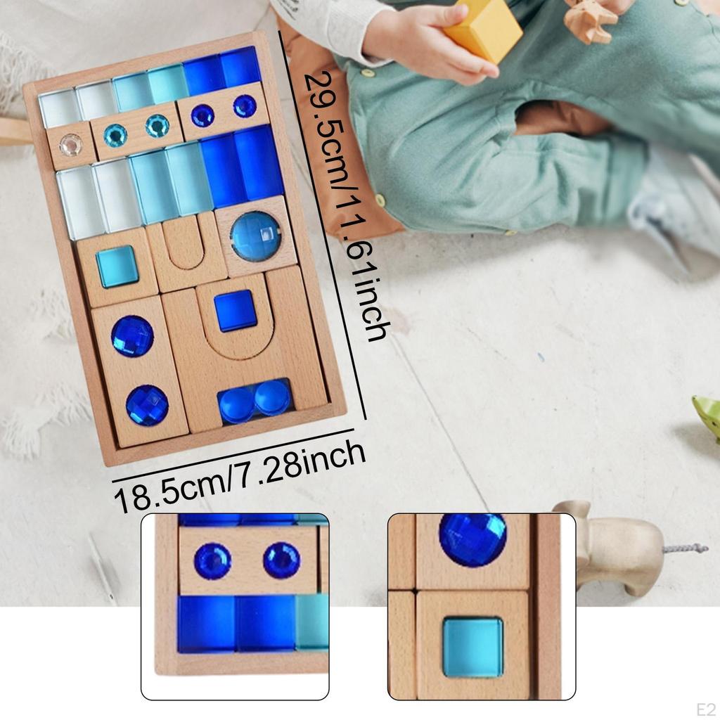 Acrylic Cube Block Learning Toys Sensory Training,Motor Skill,Stacking Game,Wooden Building Blocks