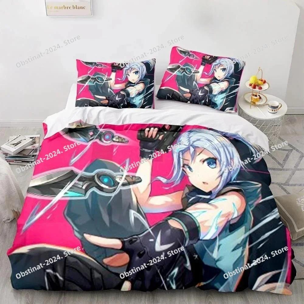 Game Valorant Neon Bedding Set Printed Bed Set Duvet Cover Sheet Pillowcase Bed Soft Quilt Cover Full Queen King Size