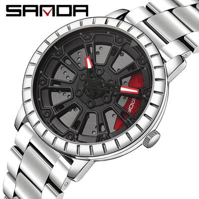 SANDA New Steel Belt Men's Quartz Watches Fashion Trend Simple Creative Hollow Quartz Men's Watch