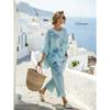 New set 1116 women's round neck gradual change printing casual suit holiday loungewear two-piece set
